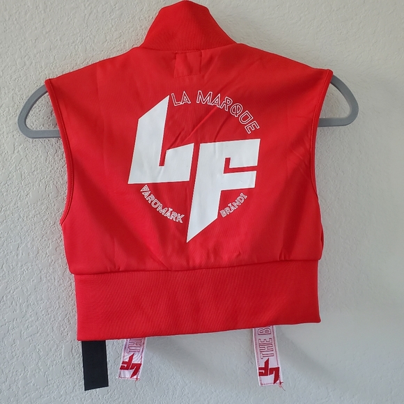 LF crop logo zip up mock neck vest NWT - Picture 2 of 7